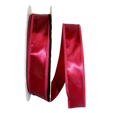 RELIANT RIBBON 1.5 in. 100 Yards Dyna Satin EZ Wired Edge Ribbon, Burgundy 5102W-090-09C